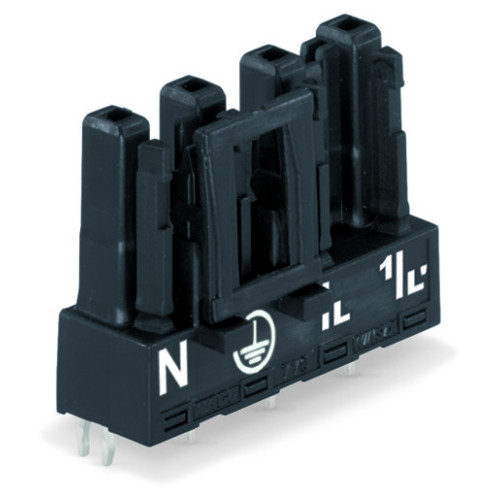 Socket for PCBs, straight, 4-pole, black