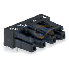 Socket for PCBs, angled, 4-pole, black