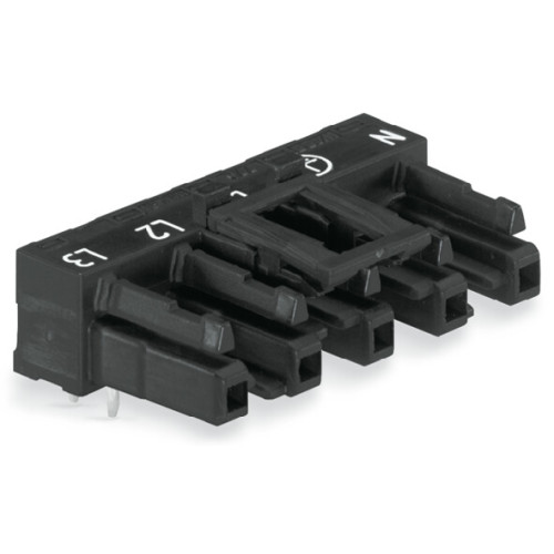 Socket for PCBs, angled, 5-pole, black