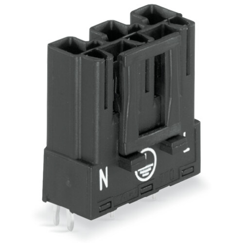 Plug for PCBs, straight, 3-pole, black
