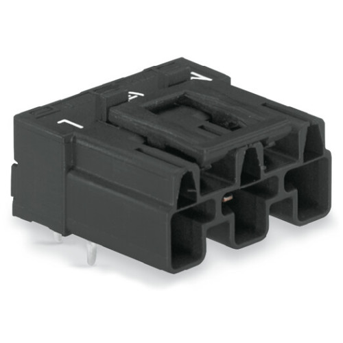 Plug for PCBs, angled, 3-pole, black