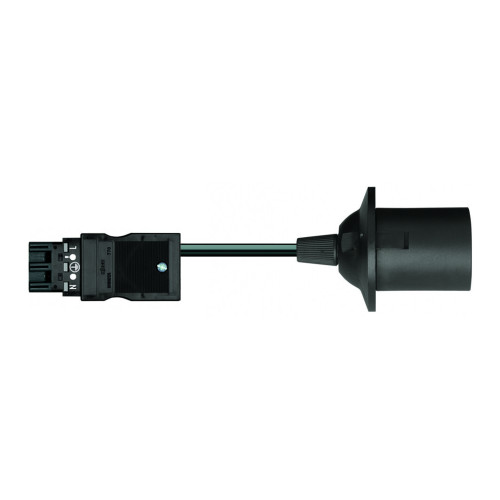 pre-assembled adapter cable, Eca, Plug/Lamp socket E 27, black