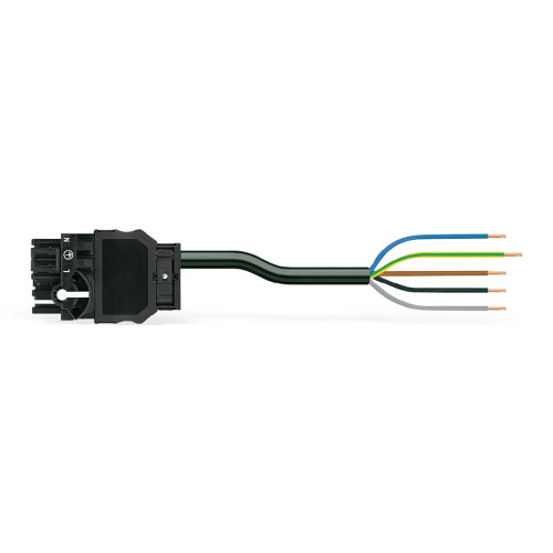 pre-assembled connecting cable, Eca, Distribution connector with phase selection/open-ended, white