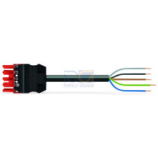 pre-assembled connecting cable, Eca, Socket/open-ended, red