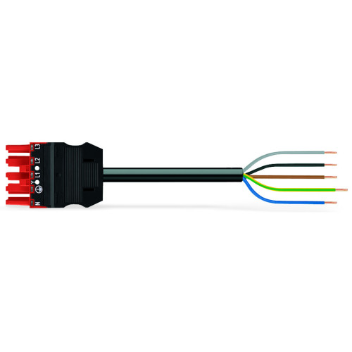 pre-assembled connecting cable, Eca, Socket/open-ended, red