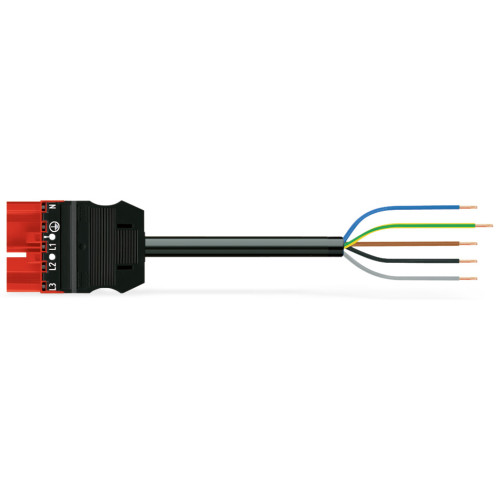 pre-assembled connecting cable, Eca, Plug/open-ended, red