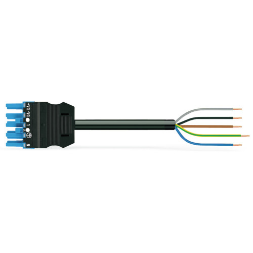 pre-assembled connecting cable, Eca, Socket/open-ended, blue