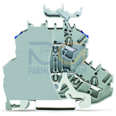 Double-deck terminal block, Shield/through terminal block, with end plate, gray