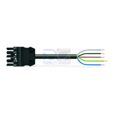 pre-assembled connecting cable, Eca, Socket/open-ended, black