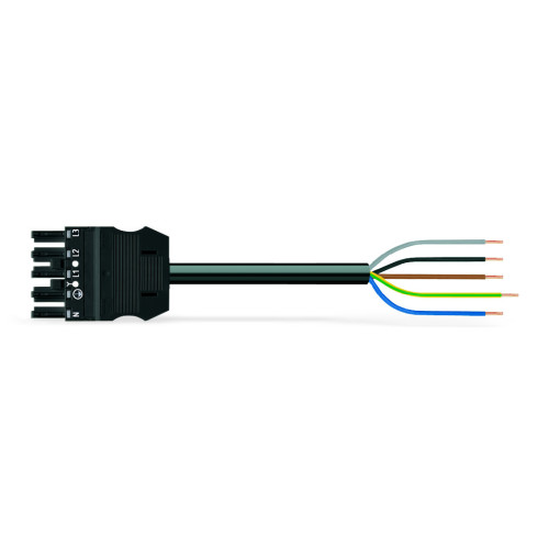 pre-assembled connecting cable, Eca, Socket/open-ended, black