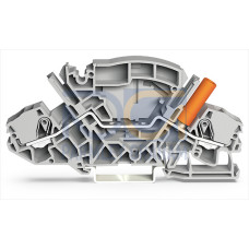 2-conductor through terminal block, 6 mm&sup2;, with touch-proof test socket, gray