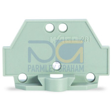 End plate, with fixing flange, gray