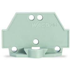 End plate, with fixing flange, gray