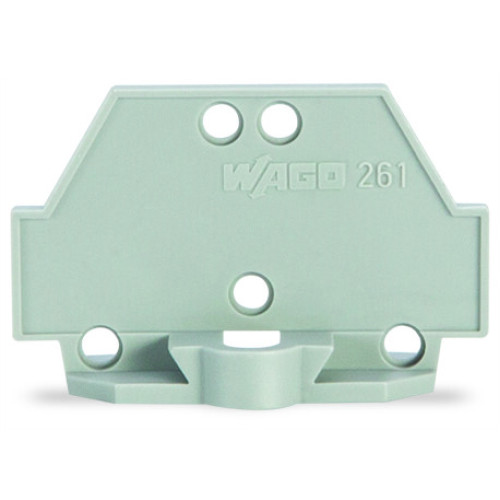 End plate, with fixing flange, gray