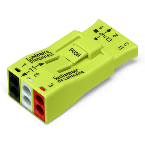 Luminaire disconnect connector, 3-pole, yellow