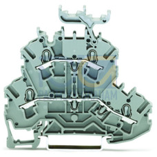 Double-deck terminal block, Through/through terminal block, L/L, gray