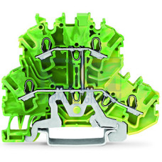 Double-deck terminal block, 4-conductor ground terminal block, 2.5 mm&sup2;, green-yellow