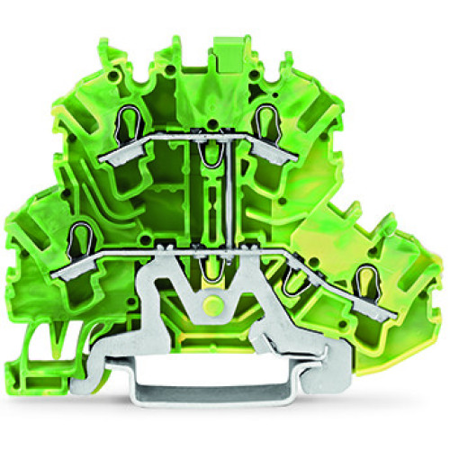 Double-deck terminal block, 4-conductor ground terminal block, 2.5 mm&sup2;, green-yellow