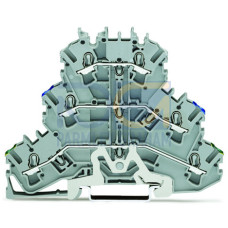 Triple-deck terminal block, Ground conductor/through/through terminal block, 2.5 mm&sup2;, gray