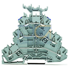 Triple-deck terminal block, Through/through/through terminal block, L/L/N, gray