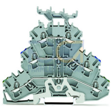 Triple-deck terminal block, Ground conductor/through/through terminal block, 2.5 mm&sup2;, gray