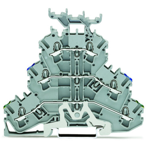 Triple-deck terminal block, Ground conductor/through/through terminal block, 2.5 mm&sup2;, gray