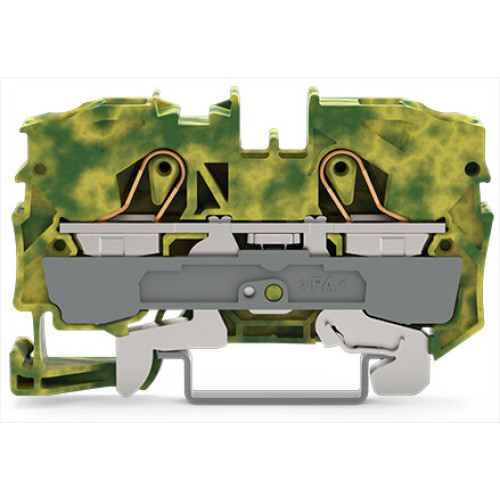 2-conductor ground terminal block, 10 mm&sup2;, suitable for Ex e II applications, green-yellow