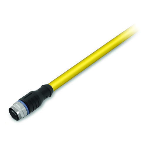 System bus cable, M12B socket,  straight, 5-pole, yellow