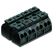 4-conductor chassis-mount terminal strip, suitable for Ex e II applications, without ground contact, black