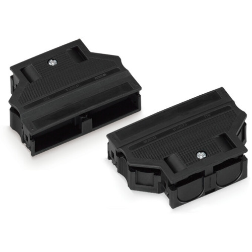 Strain relief housing, 6-pole, for 2 cables, black