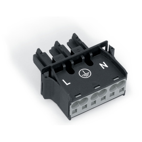 Snap-in socket, with protruding mating face, 3-pole, black