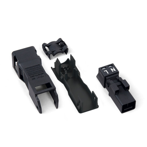Plug, with strain relief housing, 2-pole, black