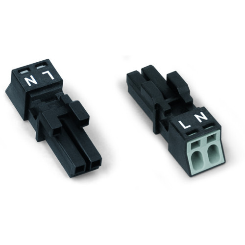 Socket, 2-pole, Cod. A, black