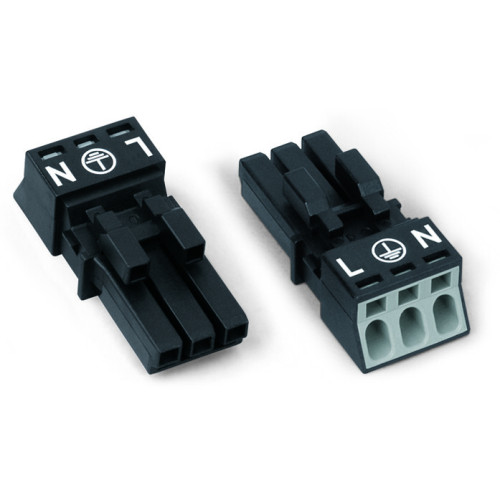 Socket, 3-pole, Cod. A, black
