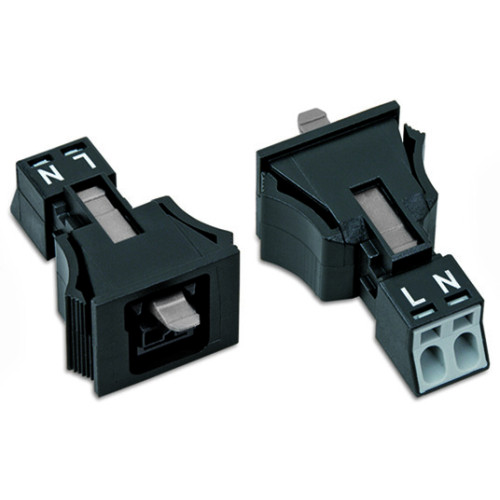 Snap-in socket, 2-pole, Cod. A, black