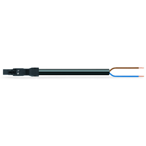 pre-assembled connecting cable, Eca, Plug/open-ended, black