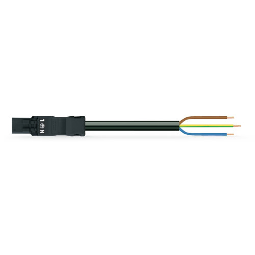 pre-assembled connecting cable, Eca, Plug/open-ended, black