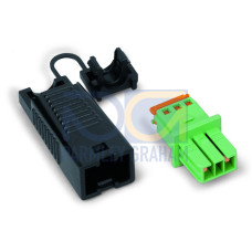 Socket, with strain relief housing, 2-pole, green