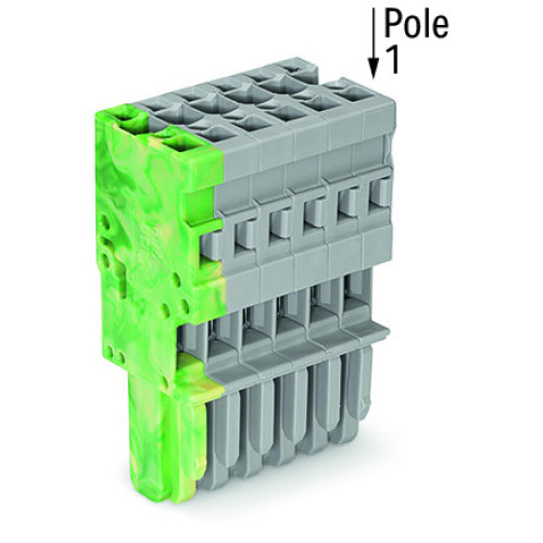 1-conductor female connector, CAGE CLAMP&reg;, 4 mm&sup2;, gray/green-yellow