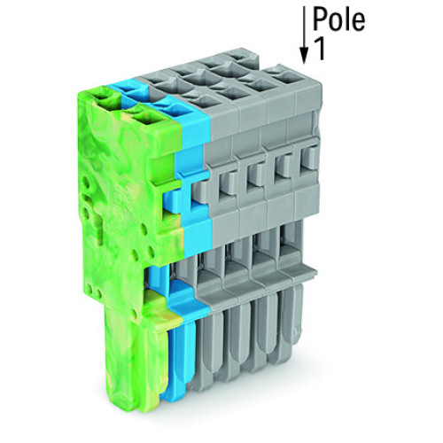 1-conductor female connector, CAGE CLAMP&reg;, 4 mm&sup2;, gray/blue/green-yellow