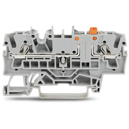 2-conductor disconnect/test terminal block, with test option, orange disconnect link, blue