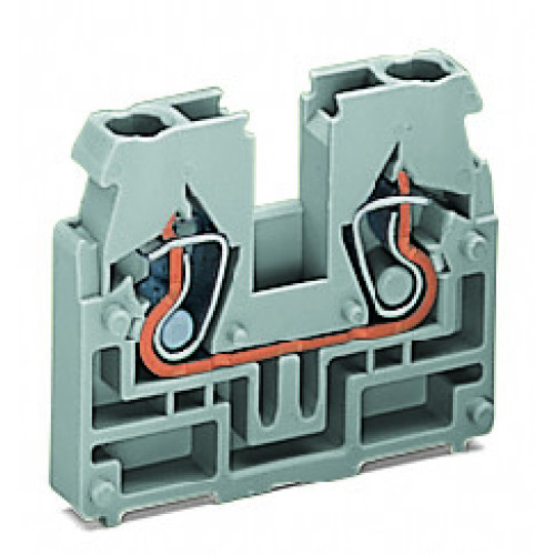 2-conductor end terminal block, without push-buttons, without snap-in mounting foot, light gray