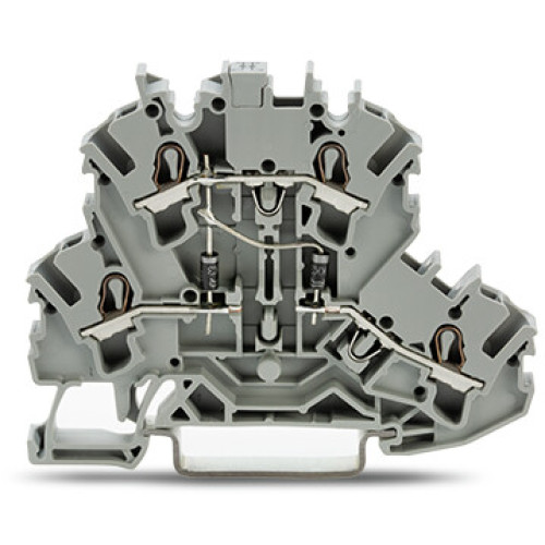 Component terminal block, double-deck, with 2 diodes 1N4007, gray