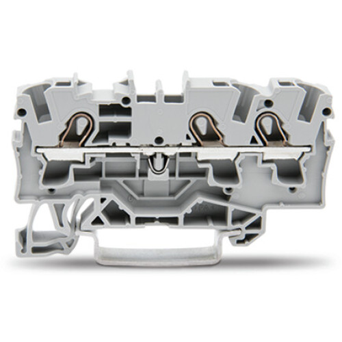 3-conductor through terminal block, 4 mm&sup2;, suitable for Ex e II applications, gray