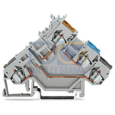 3-conductor sensor terminal block, for component plugs, with colored conductor entries, gray