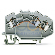 3-conductor through terminal block, 4 mm&sup2;, center marking, gray