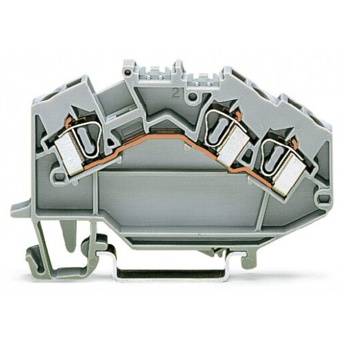 3-conductor through terminal block, 4 mm&sup2;, center marking, gray