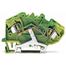 2-conductor ground terminal block, 6 mm&sup2;, suitable for Ex e II applications, green-yellow