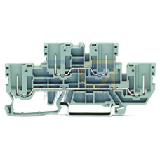 2-Pin/2-pin double deck receptacle terminal block, Through/through terminal block, L/L, gray