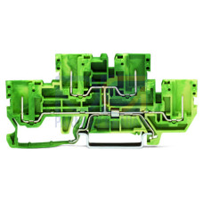 4-pin, double-deck carrier terminal block, 4-pin ground conductor terminal block, PE, green-yellow